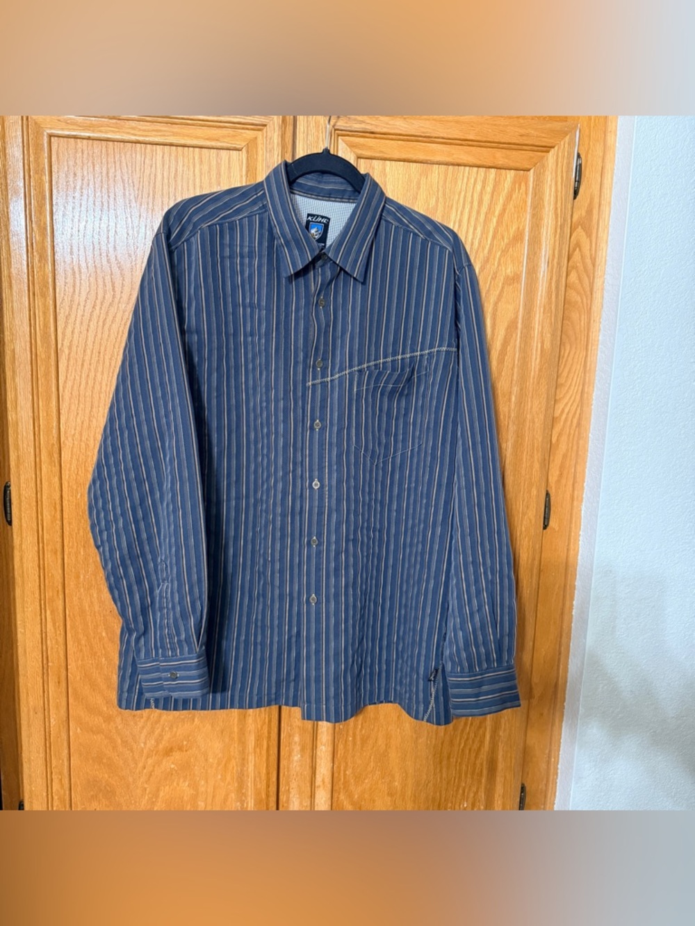Kuhl Shirt Mens X Large Grey Striped Long Sleeve shirt